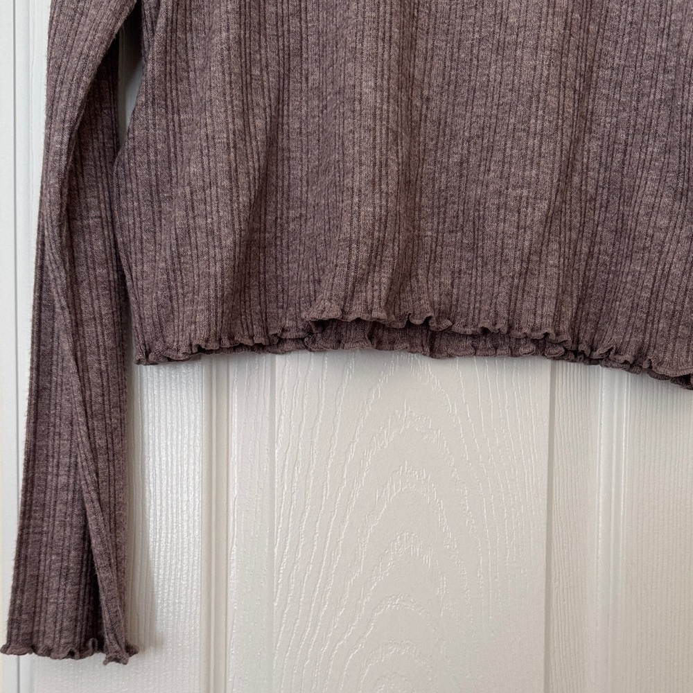 Madewell Women Ribbed Mock Neck Sweater - Mauve Taupe Size XL - Picture 10 of 12